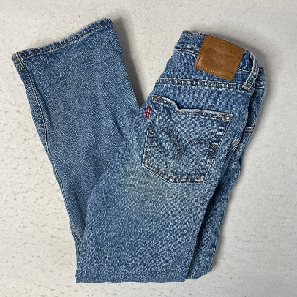 Levi's Ribcage Straight Ankle Jeans Women 26 Blue High Rise Button Fly Denim